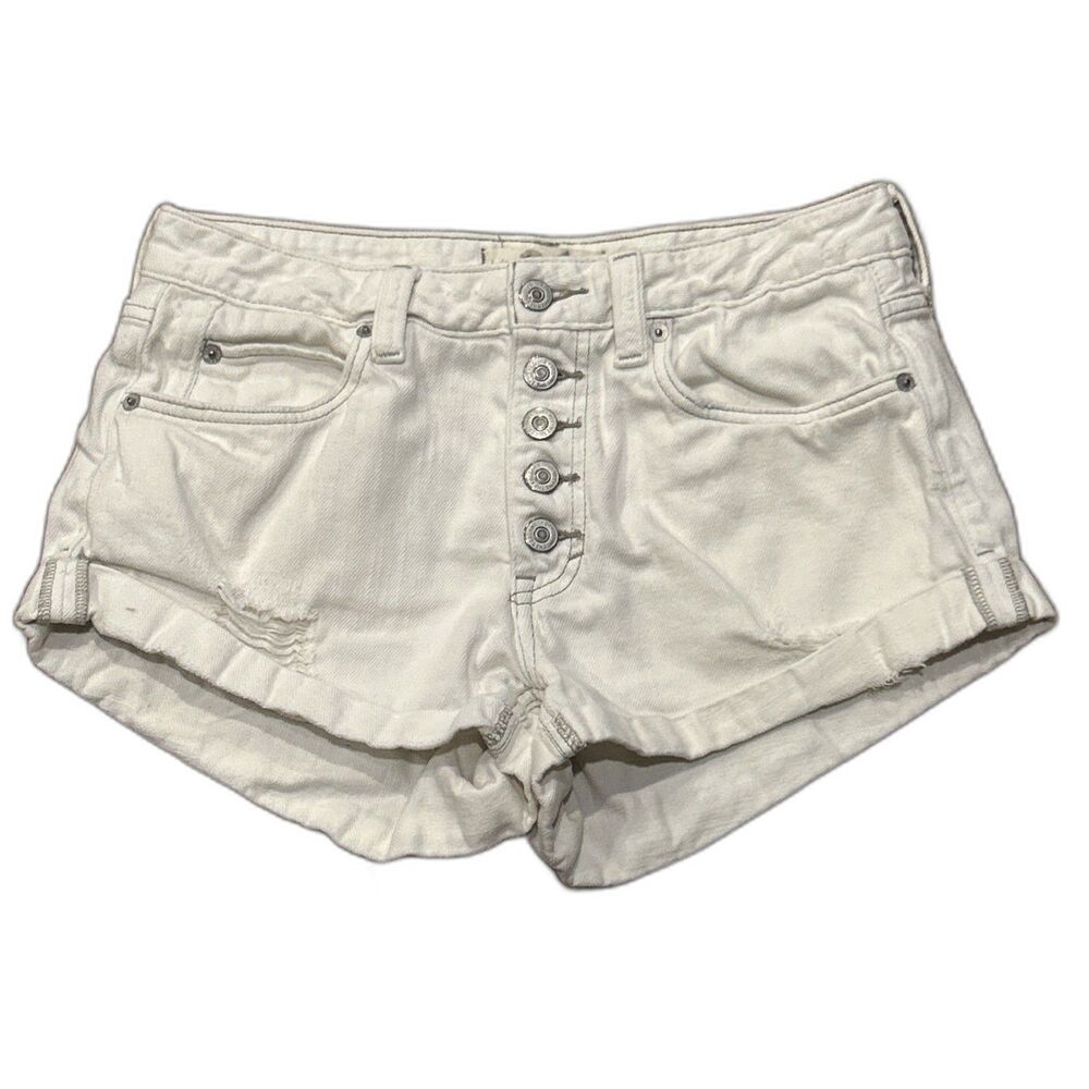 We The Free People Jeans Shorts Womens 26 Denim Romeo Rolled Cut Off Distressed - Picture 1 of 5